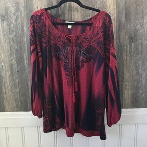live and let live red lightweight sweater top with studs size L